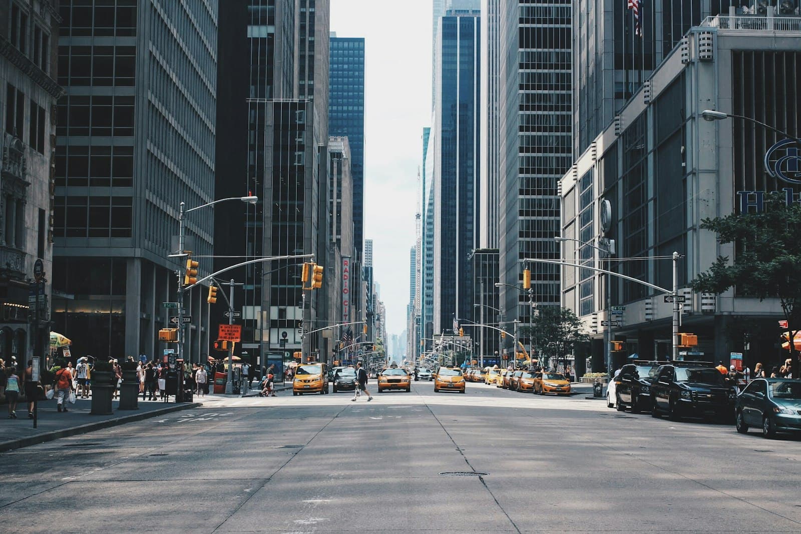 A busy city street full of traffic