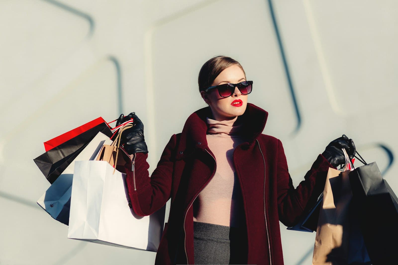 A woman carrying shopping bags